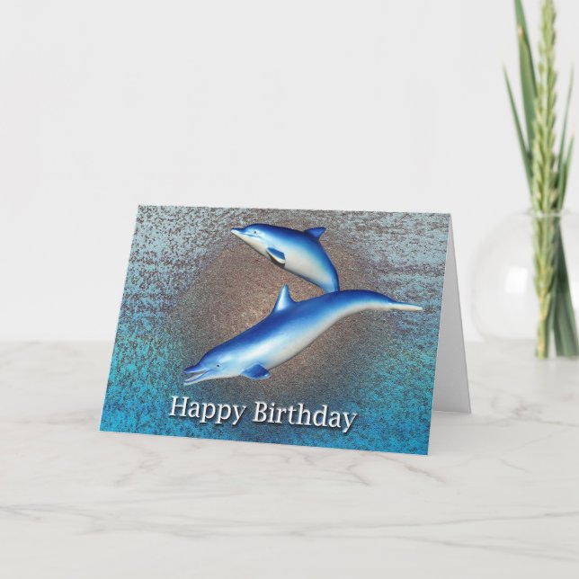 Blue Dolphins Birthday Card (Front)