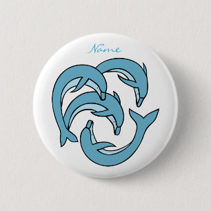 Blue Dolphins circling Thunder_Cove 6 Cm Round Badge