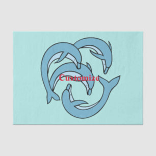 Blue Dolphins circling Thunder_Cove Tissue Paper