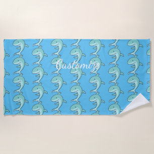 Blue Dolphins Leaping Thunder_Cove Beach Towel