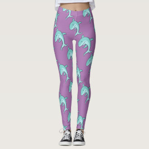 Blue Dolphins Leaping Thunder_Cove Leggings