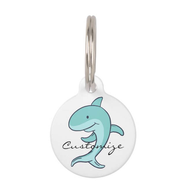 Blue Dolphins Leaping Thunder_Cove Pet Tag (Back)