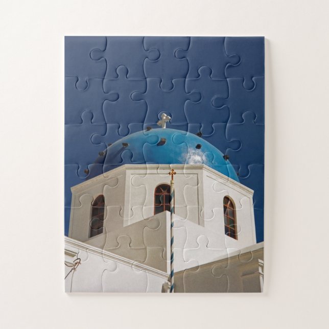 Blue dome, Santorini, Greece 30-pc Jigsaw Puzzle (Vertical)