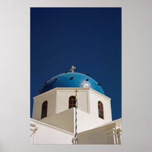 Blue dome, Santorini, Greece Poster