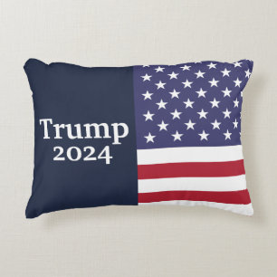 Blue Donald Trump 2024 American Flag Decorative Cushion