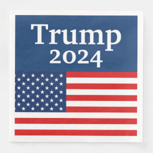 Blue Donald Trump 2024 American Flag Napkin