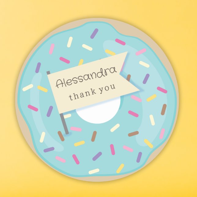 BLUE DONUT thank you Classic Round Sticker (Creator Uploaded)