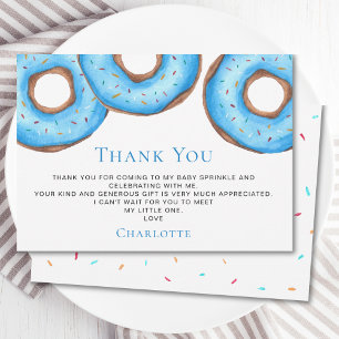 Blue Donuts Baby Sprinkle Thank You Card