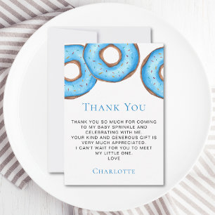 Blue Donuts Baby Sprinkle Thank You Card