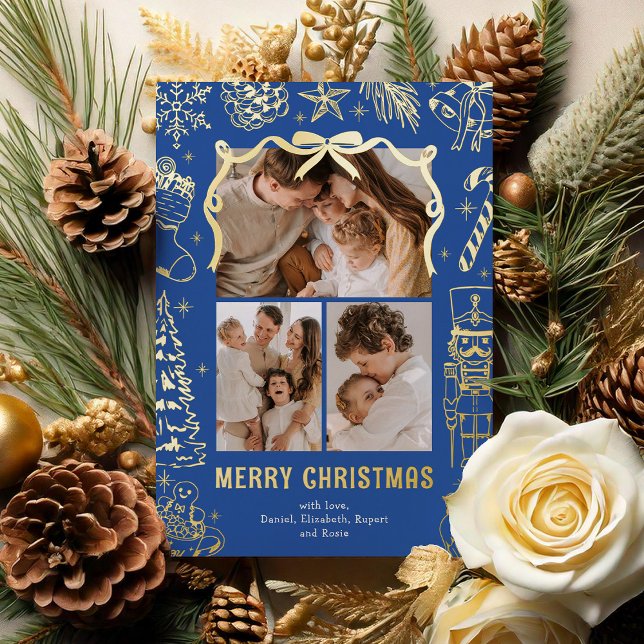 Blue Doodle 3 Photo Christmas Gold (Creator Uploaded)