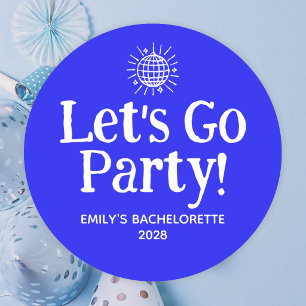 Blue Doodle Disco Ball Bachelorette Party Classic Round Sticker