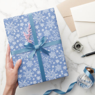 Blue Doodle Snowflakes Wrapping Paper