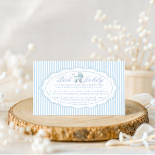 Blue Doodle Stroller Book for Baby Boy Shower Enclosure Card