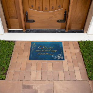 Blue Door Matt With Scripture Doormat