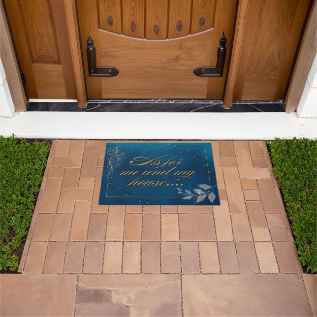 Blue Door Matt With Scripture Doormat (Outdoor)