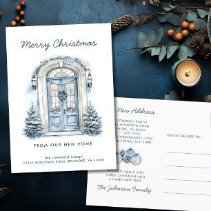 Blue Door Merry Christmas from New Home Announcement Postcard