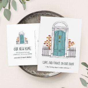 Blue Door Moving Announcement Postcard