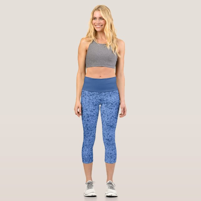Blue Dot Chaos Capri Leggings (Front)