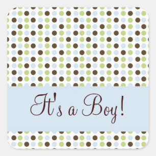 Blue Dot Its a Boy Square Sticker