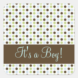 Blue Dot Its a Boy Square Sticker