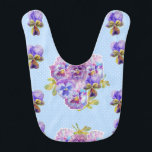 Blue Dot Pansy Flower Cute Floral Baby Girls Bib<br><div class="desc">Blue Dot Pansy Flower Cute Floral Baby Girls Bib. Designed from my original watercolour paintings.</div>