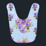 Blue Dot Pansy Flower Cute Floral Baby Girls Bib<br><div class="desc">Blue Dot Pansy Flower Cute Floral Baby Girls Bib. Designed from my original watercolour paintings.</div>