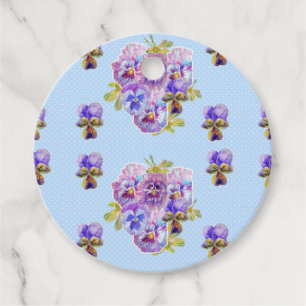 Blue Dot Pansy Flower Shabby Chic Retro Floral Favour Tags