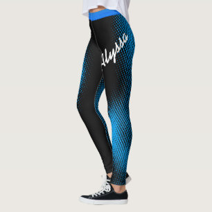 Blue Dot Pattern with Name on BLACK or Your Colour Leggings