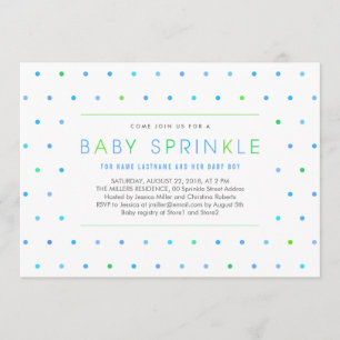 Blue Dots Boy Modern Clean Baby Sprinkle Invite