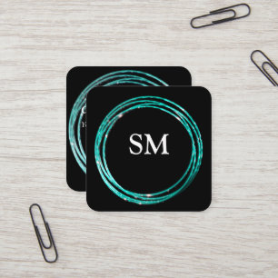 Blue dots circle elegance square business card