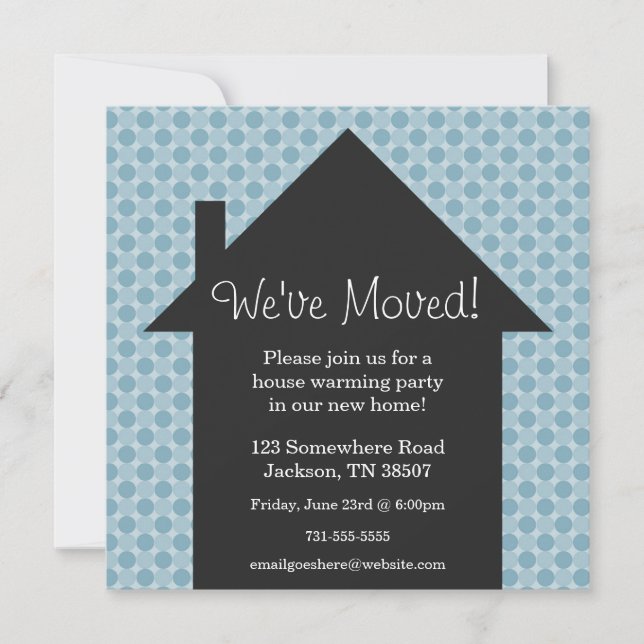 Blue  Dots House Warming Party Invitations (Front)