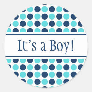 Blue Dots It's a Boy Baby Shower Stickers