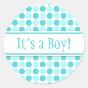 Blue Dots It's a Boy Baby Shower Stickers