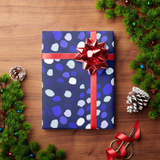 Blue Dots Multi Colored Fun Geometric Design Wrapping Paper