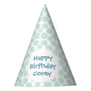 Blue Dots Pattern Custom Birthday Party Hat