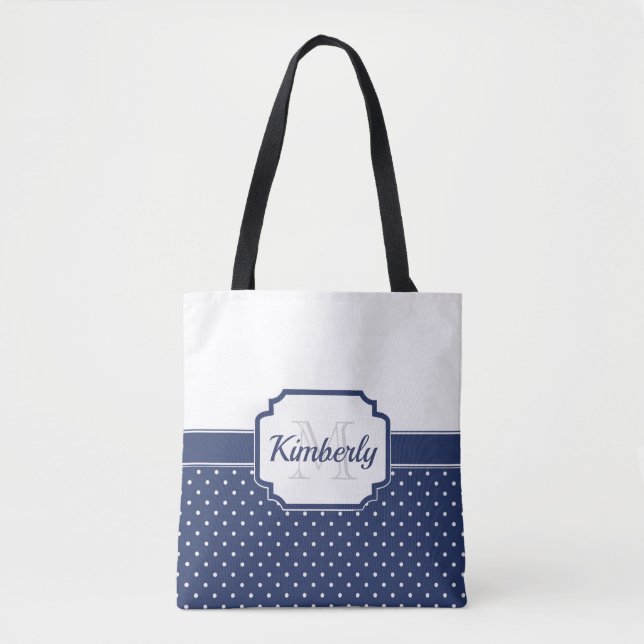 Blue Dots Pattern Tote Bag (Front)