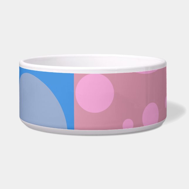 Blue Dots Pink Dot Art Large Pet Bowl (Front)