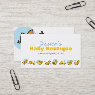 Blue Dots Playful Fun Cute Yellow Baby Ducklings  Business Card