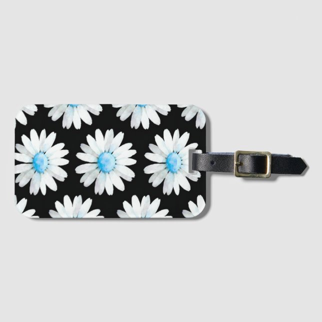 Blue Dotted Daisy's Luggage Tag (Front Horizontal)