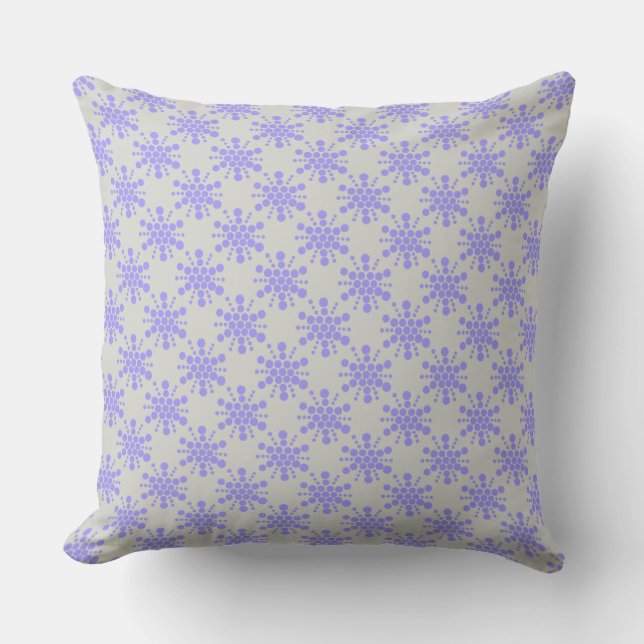 Blue dotted stars on pebble grey cushion (Front)