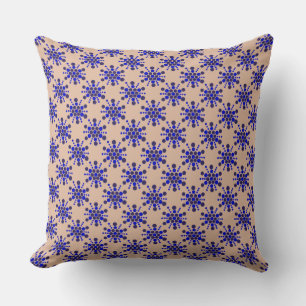 Blue dotted stars on taupe cushion