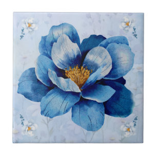 Blue Double Magnolia Ceramic Tile