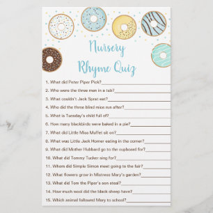 Blue Doughnut Baby Shower Nursery Rhyme Game