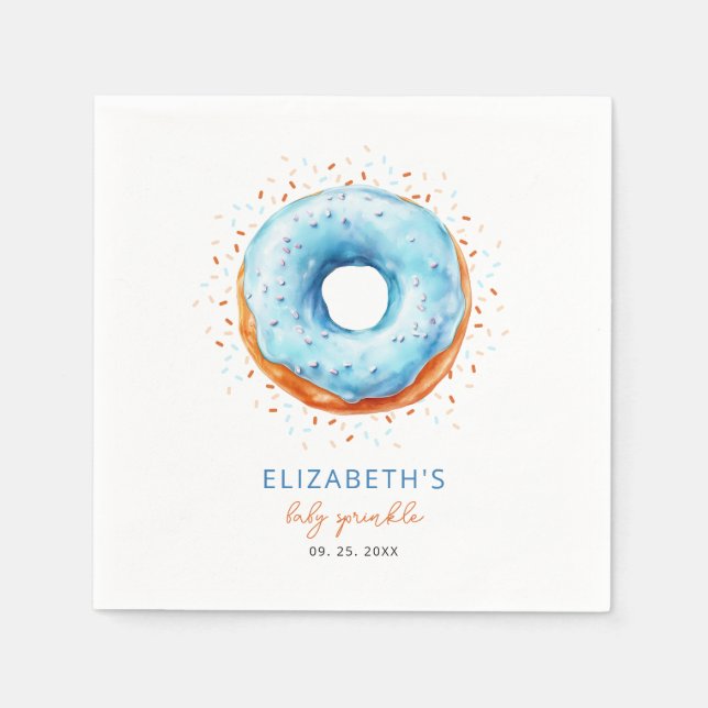 Blue Doughnut Baby Sprinkle Napkin (Front)