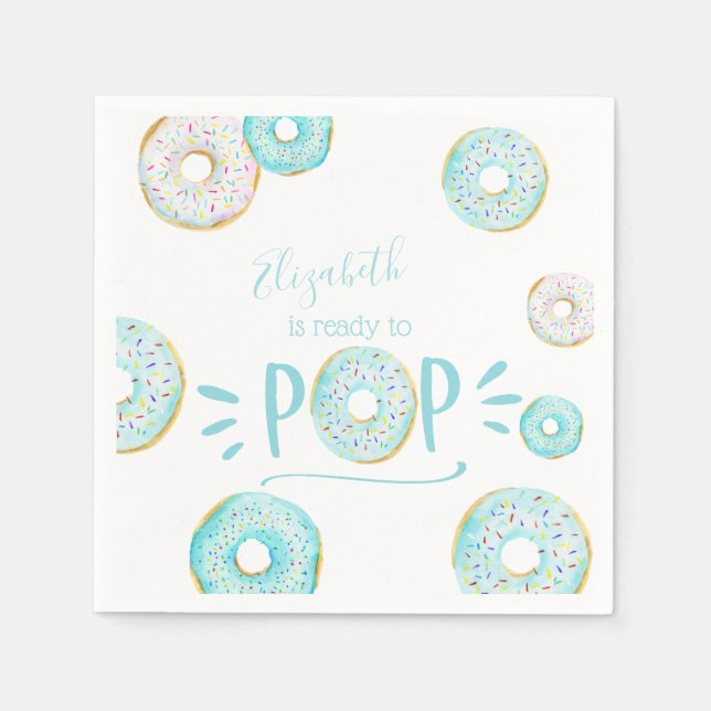 Blue Doughnut Baby Sprinkle Napkin (Front)
