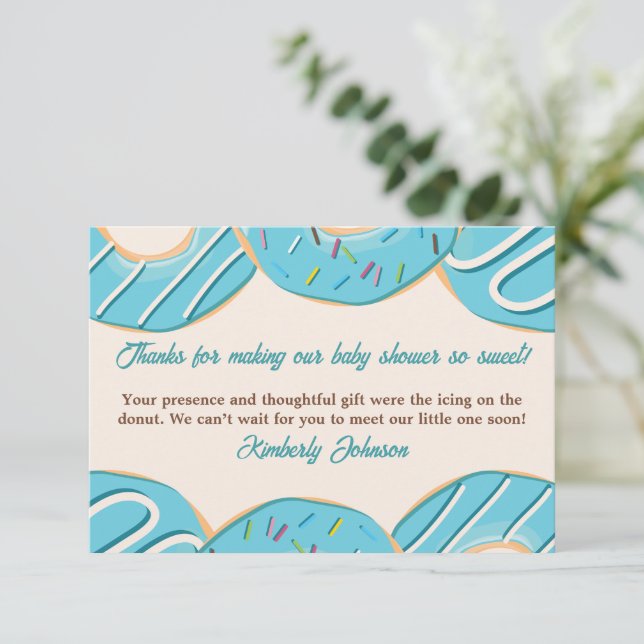 Blue Doughnut Delight  Thank You Card (Standing Front)