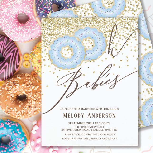 Blue Doughnut Oh Babies Twin Boys Baby Shower Invitation (Creator Uploaded)
