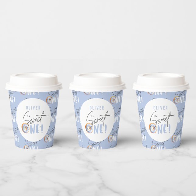 blue Doughnut sweet one 1st birthday party attire  Paper Cups (Multi)