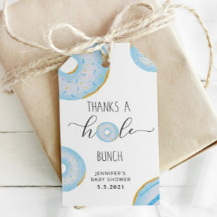Blue doughnut thanks a hole bunch gift tags