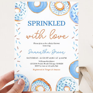  Blue Doughnuts Baby Sprinkle Baby Shower Invitation